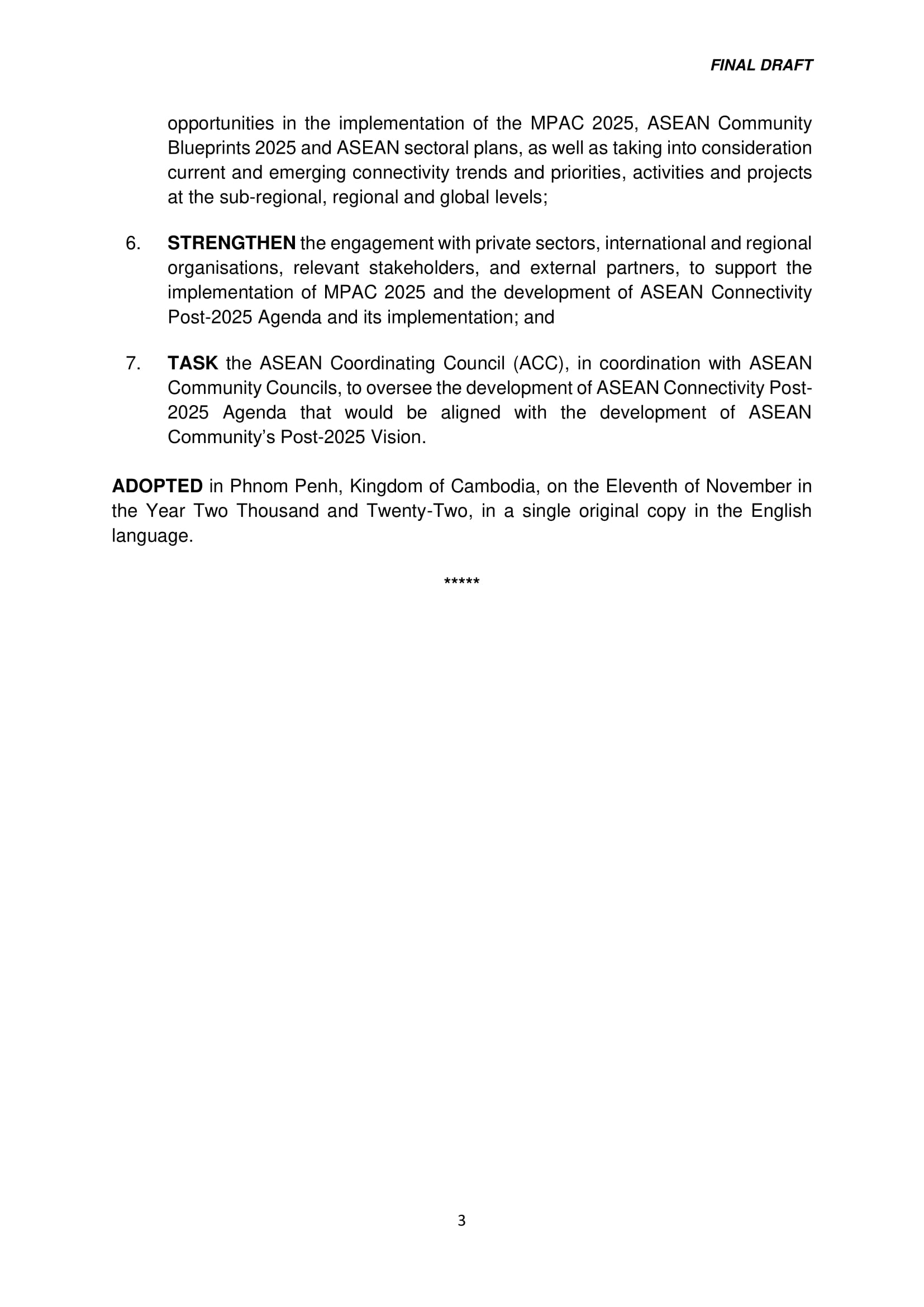 ASEAN LEADERS’ STATEMENT ON ASEAN CONNECTIVITY POST2025 AGENDA