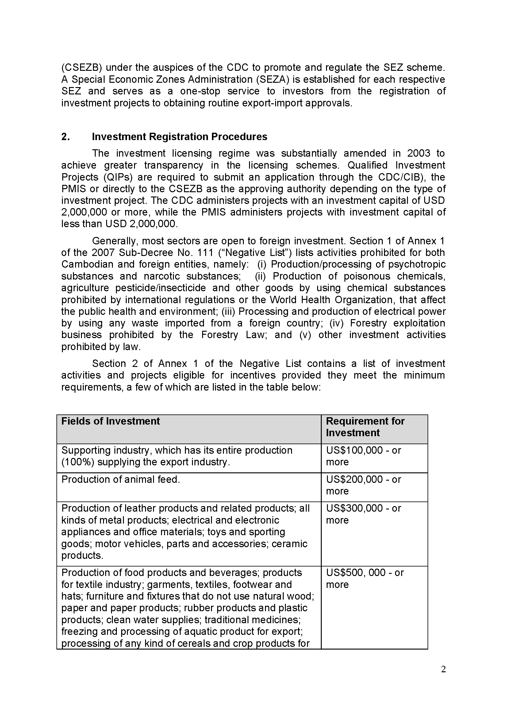 LEGAL FRAMEWORK FOR FOREIGN DIRECT INVESTMENT)